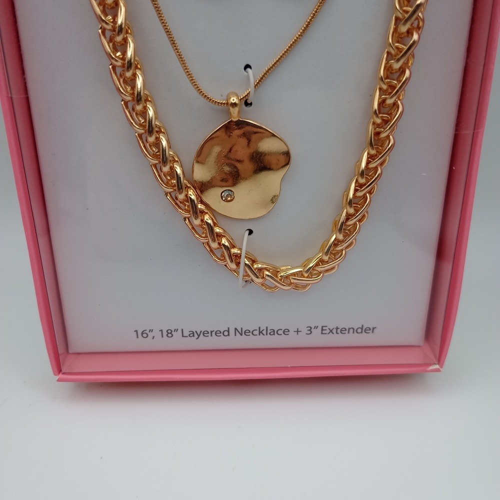 Laundry Shelli Segal Layered Necklace Earrings Set Gold Tone New in Box Gift - Picture 2 of 5